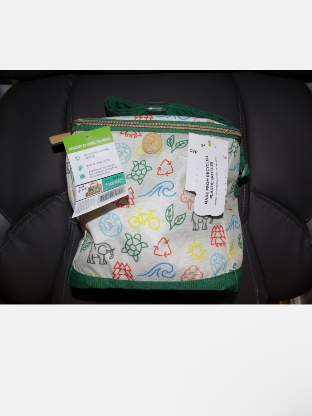 Fit and Fresh Cypress Lunch Tote Insulated Zipper Recycle Earth Elephant NEW